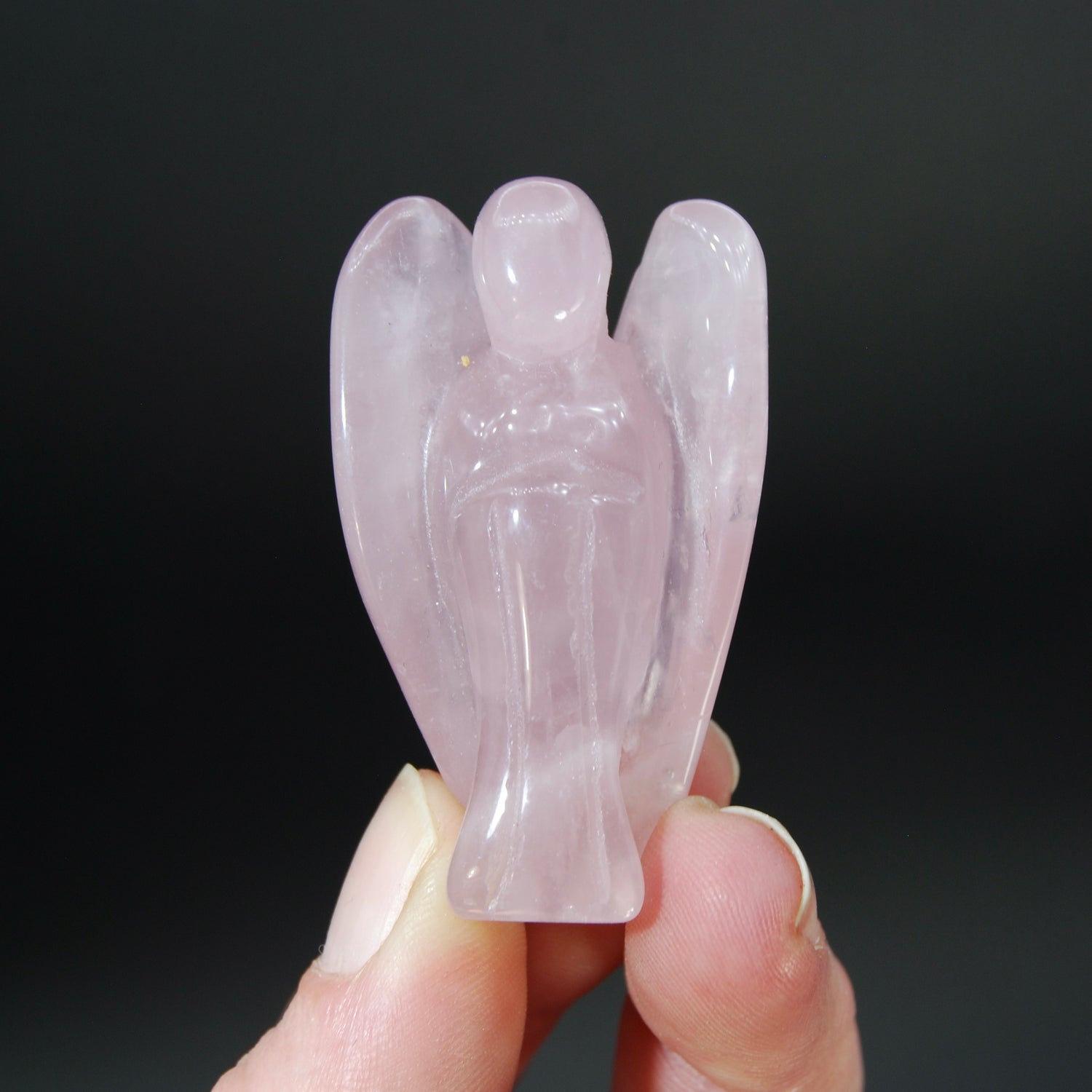 Rose Quartz Carved Crystal Guardian Angel