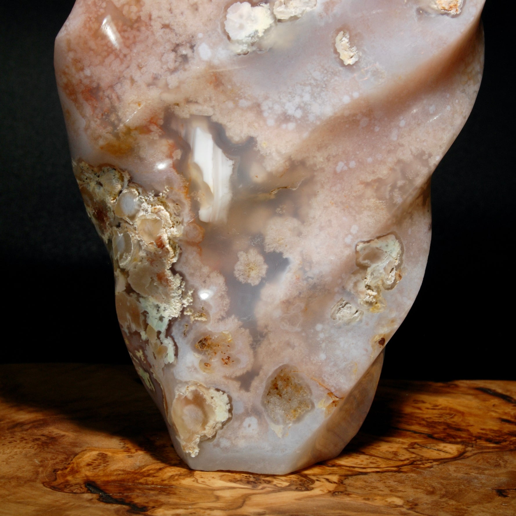 Pink Sakura Flower Agate Crystal Freeform Flame Tower, Madagascar