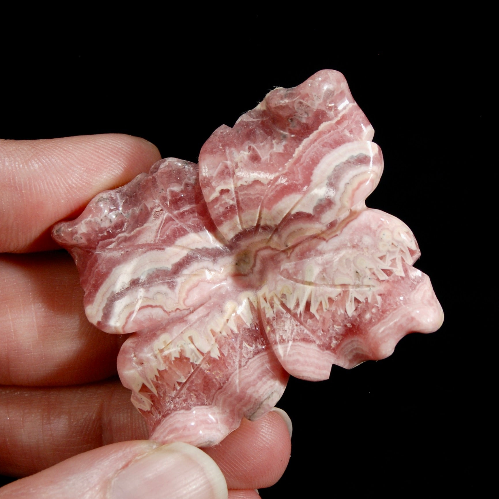 Genuine Rhodochrosite Carved Crystal Crystal Flower, Argentina