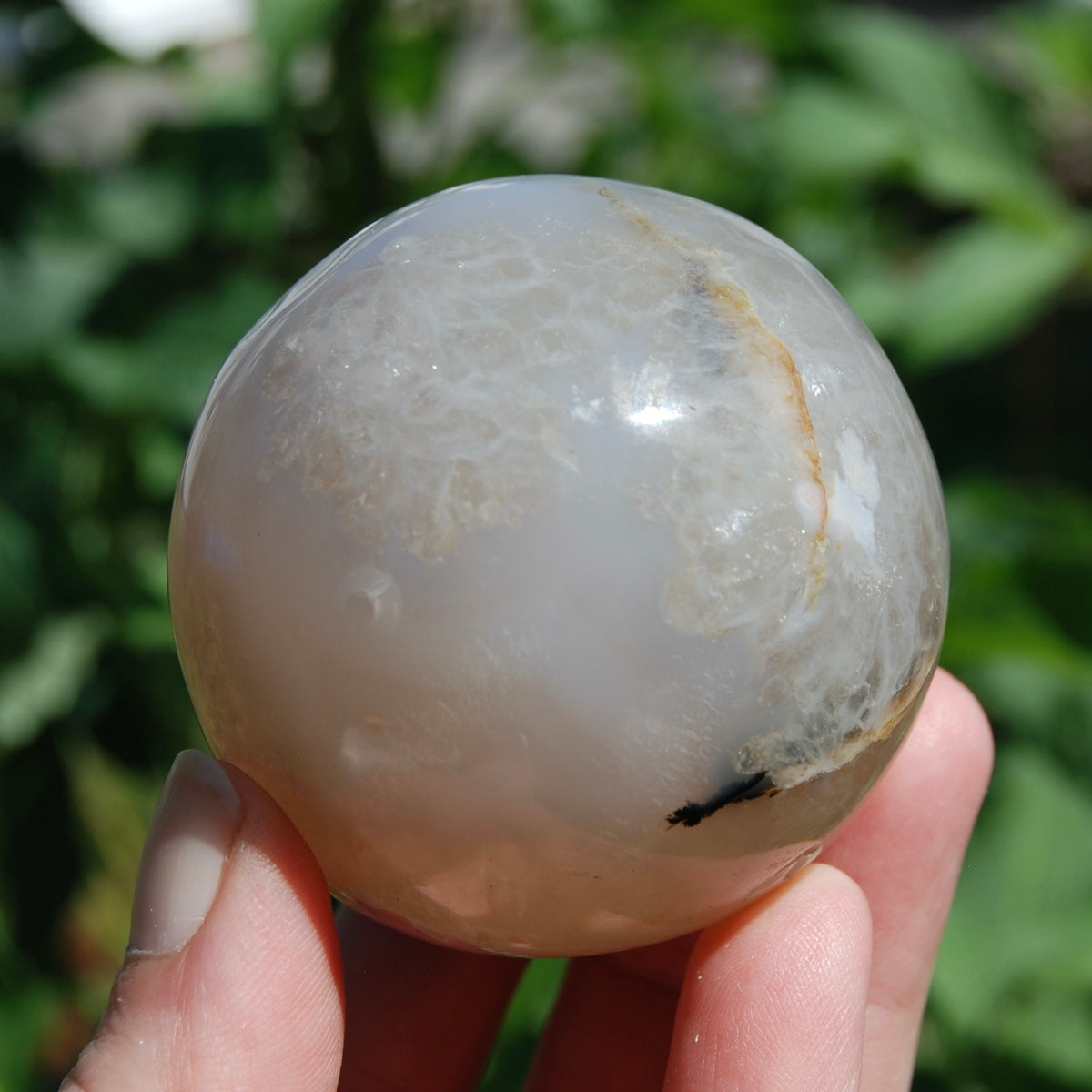Lavender Pink Sakura Flower Agate Crystal Sphere