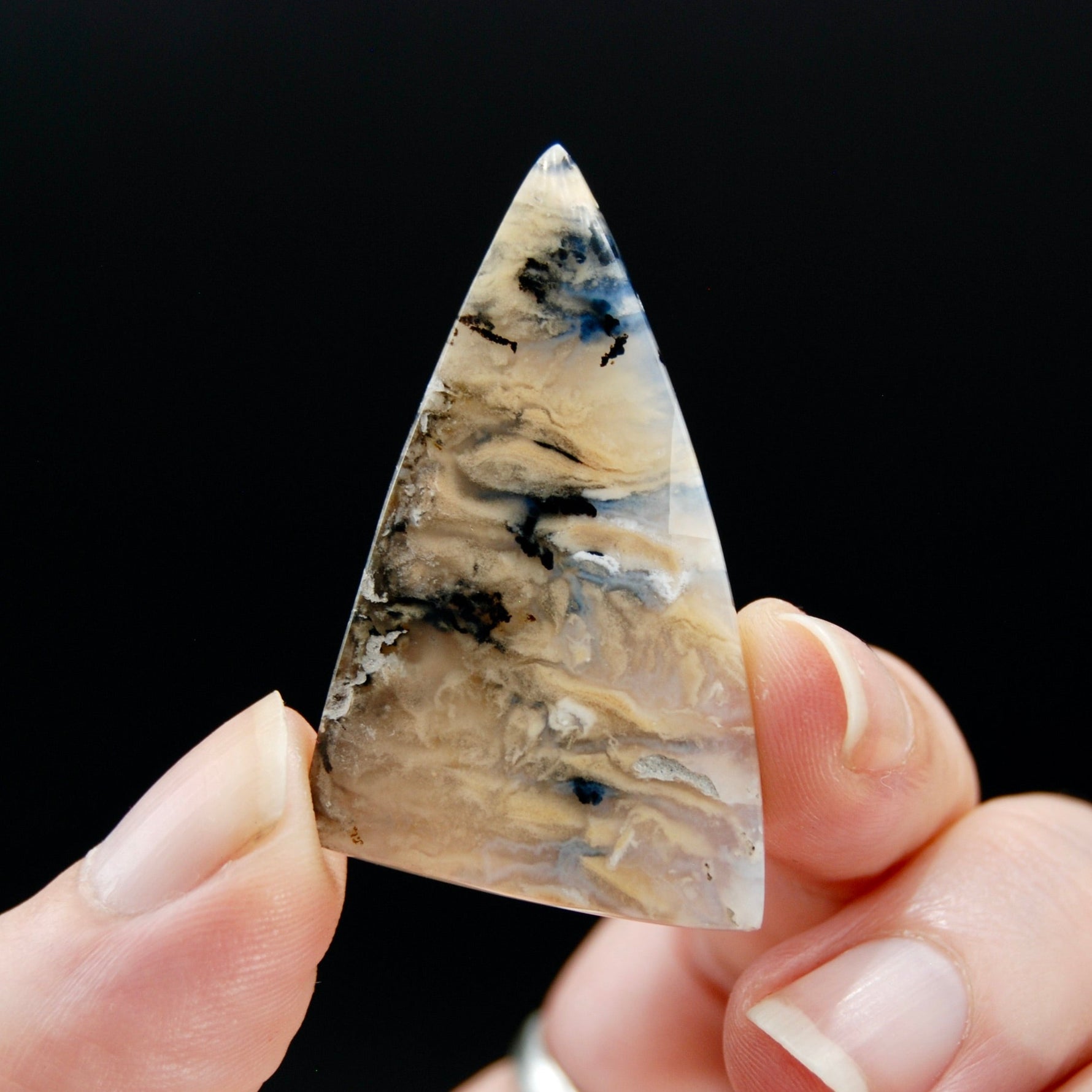 Dendritic Plume Agate Freeform Cabochon, Indonesia