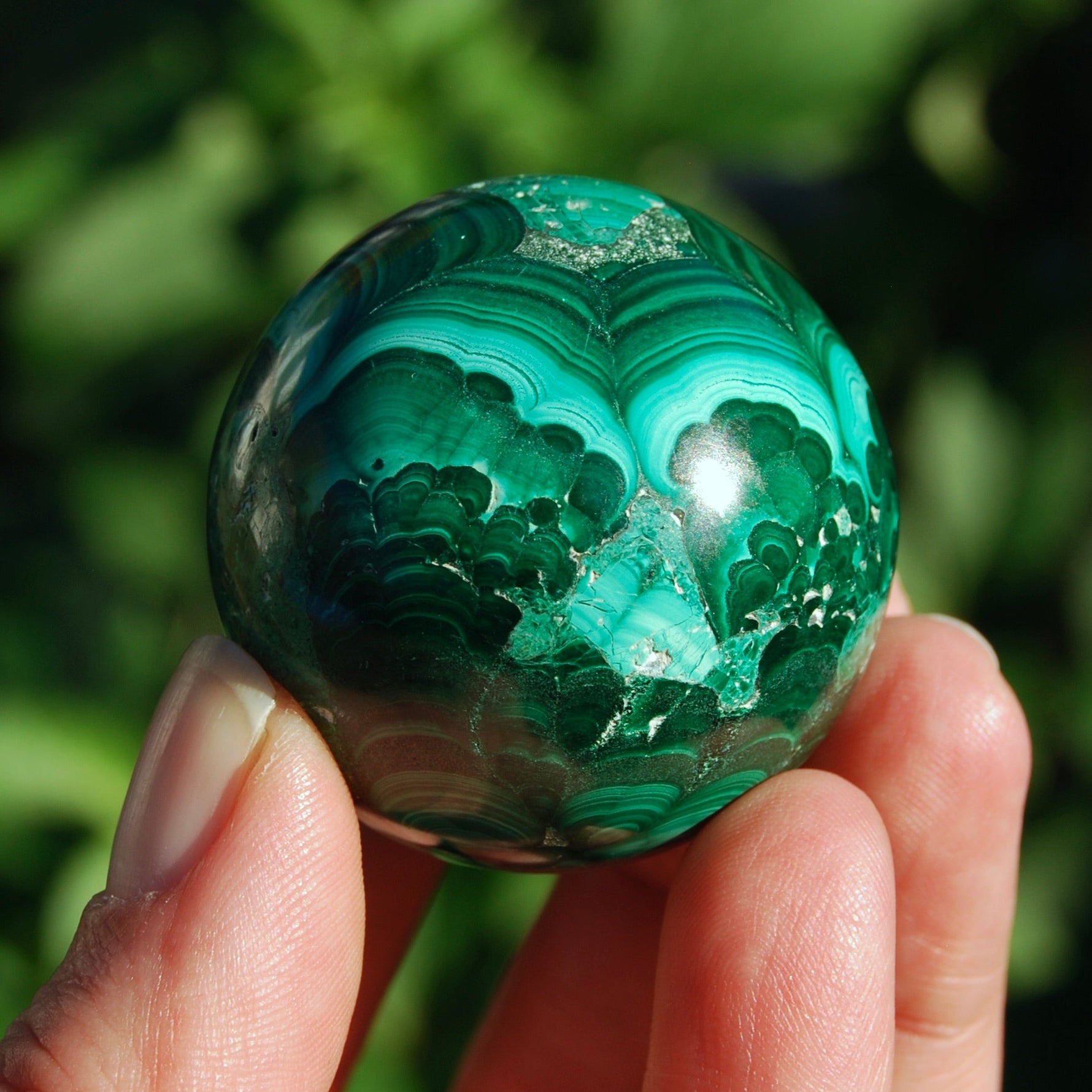 Natural Malachite Crystal Sphere, Congo