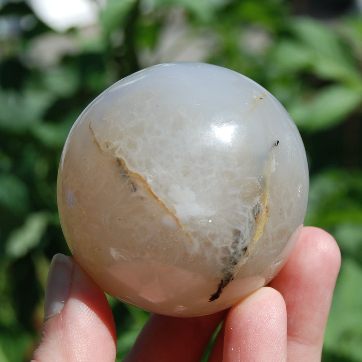 Lavender Pink Sakura Flower Agate Crystal Sphere