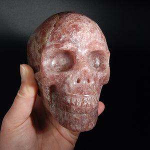 Large Strawberry Quartz Carved Crystal Skull