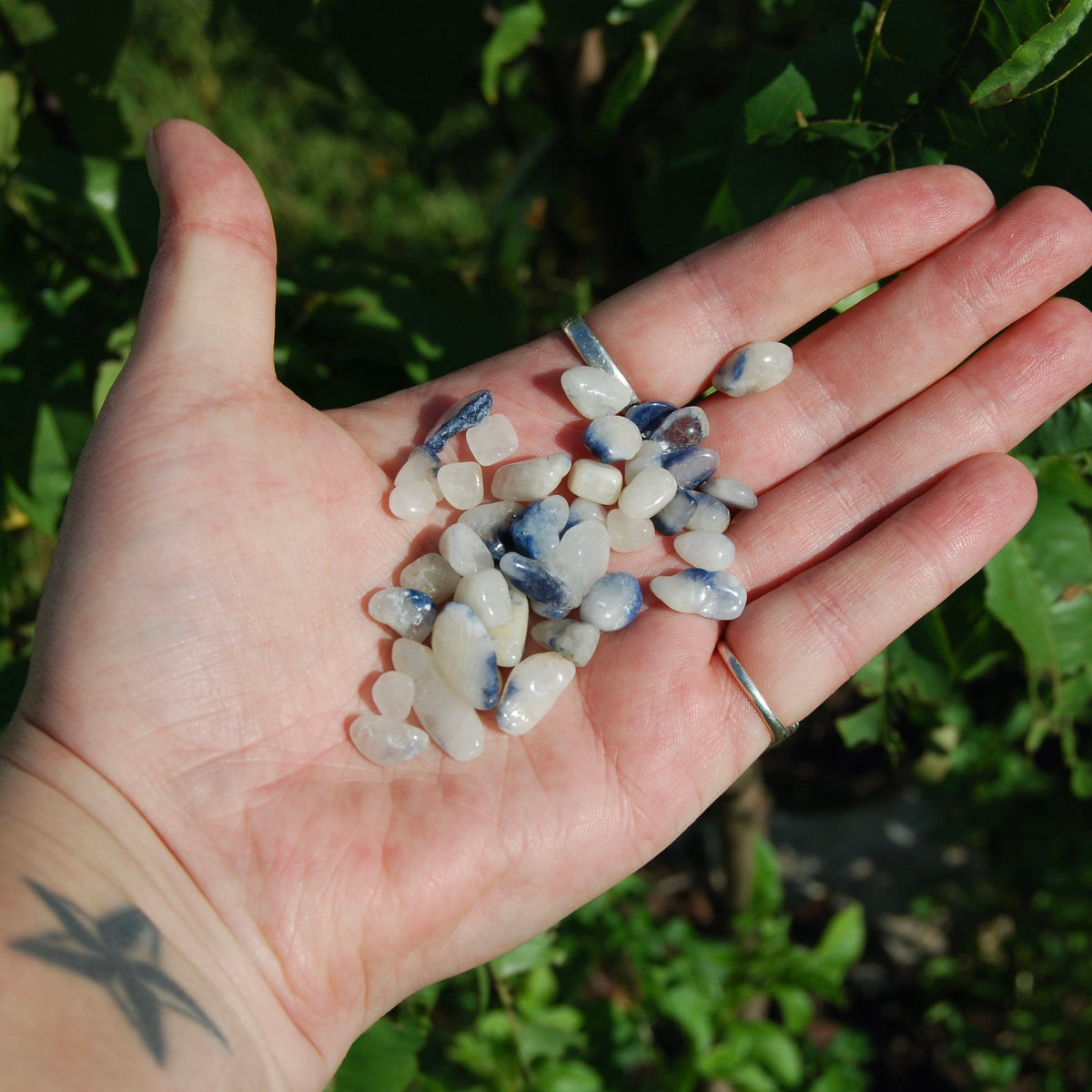 Blue Dumortierite in Quartz Crystal Tumbled Stones