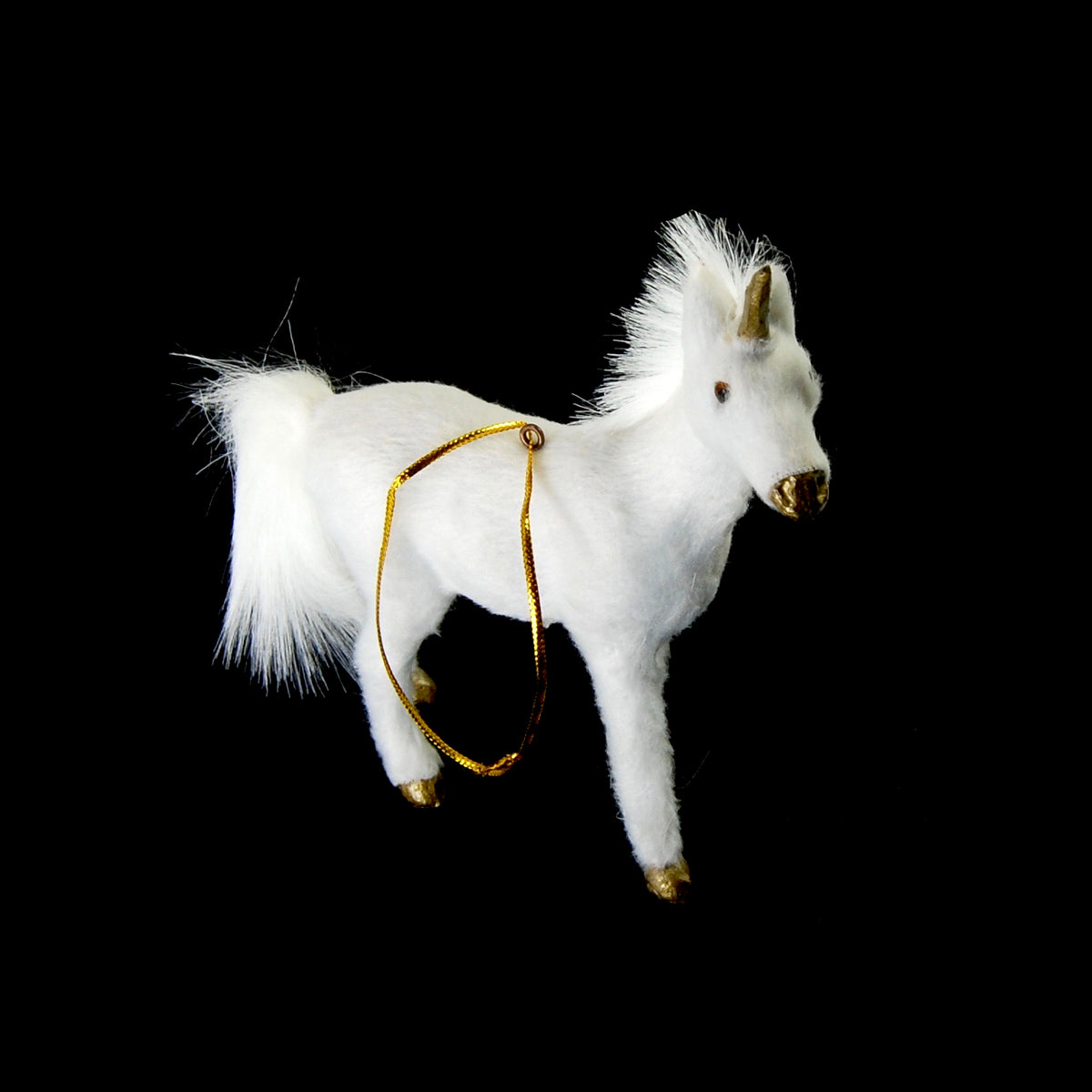 Unicorn Ornament Flocked and Furry 3 Dimensional 