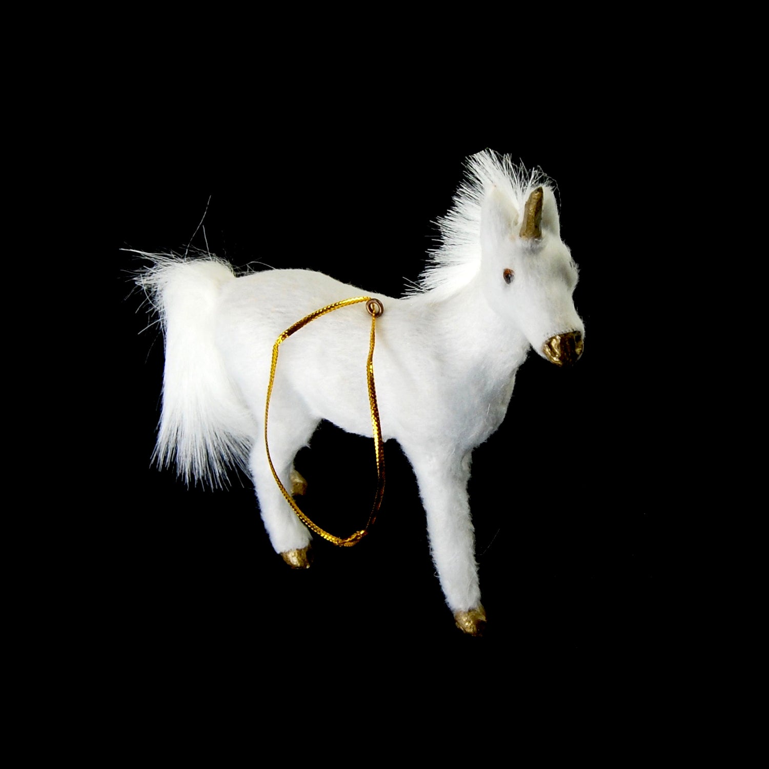 Unicorn Ornament Flocked and Furry 3 Dimensional 
