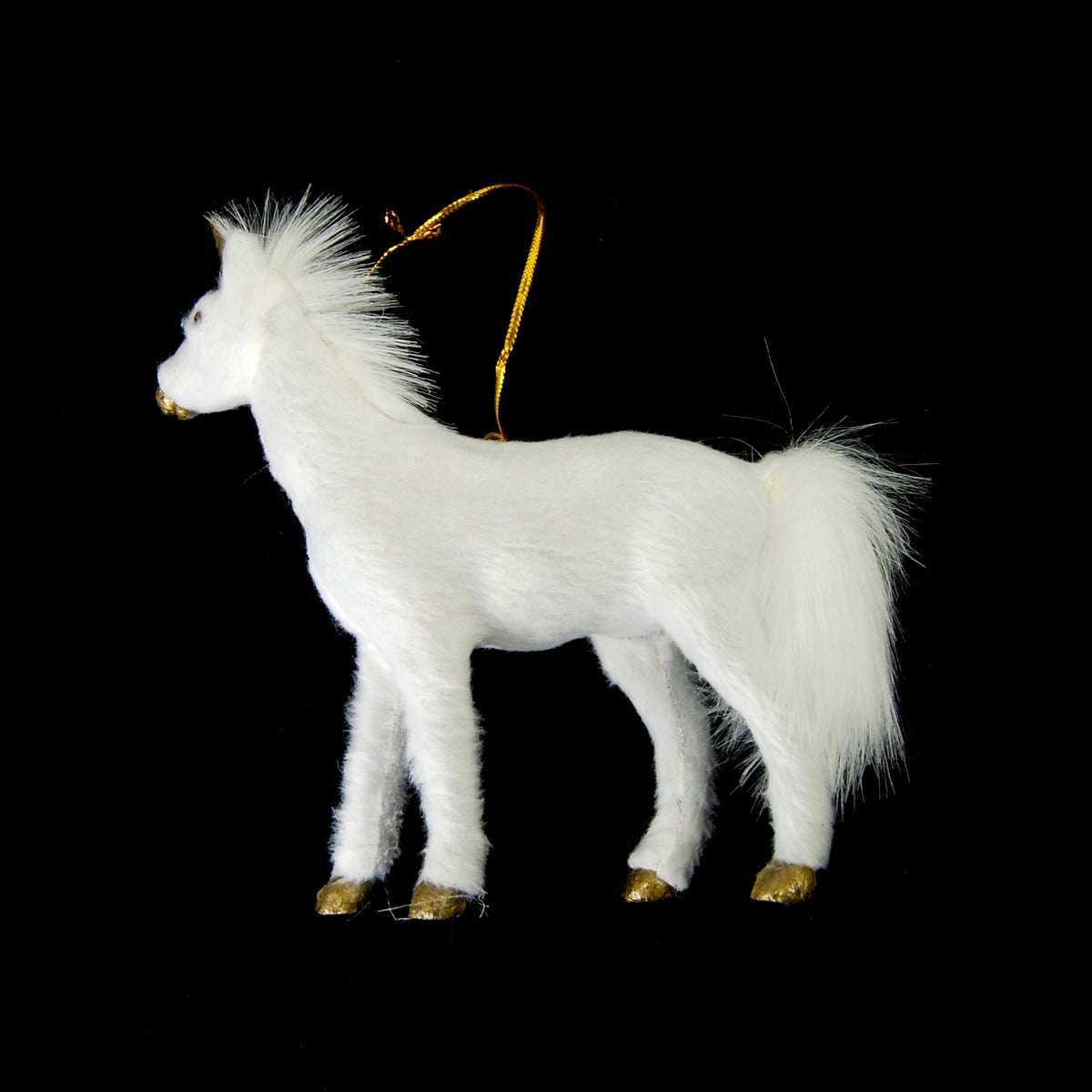 Unicorn Ornament Flocked and Furry 3 Dimensional 