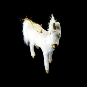 Unicorn Ornament Flocked and Furry 3 Dimensional 