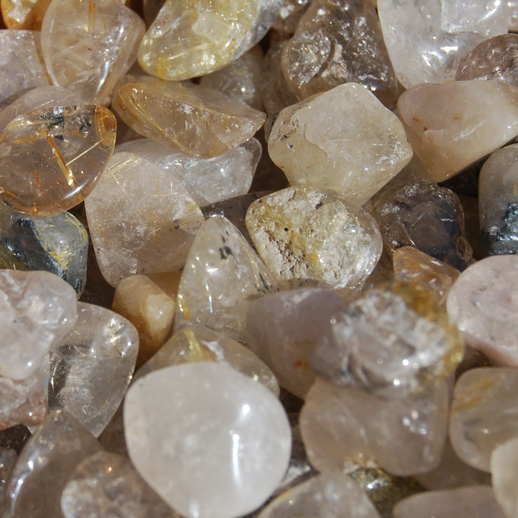 Gold Rutilated Quartz Crystal Tumbled Stones