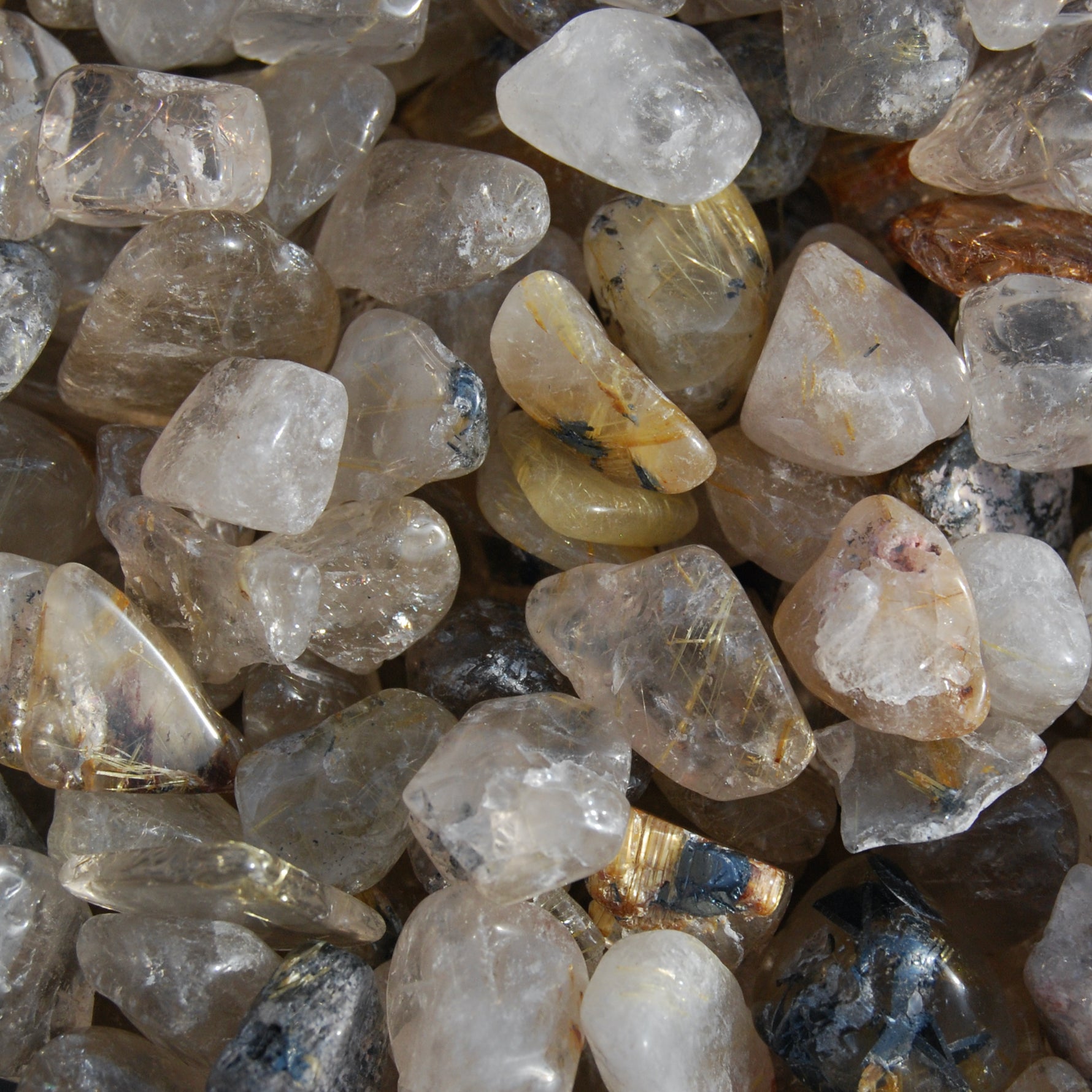 Gold Rutilated Quartz Crystal Tumbled Stones