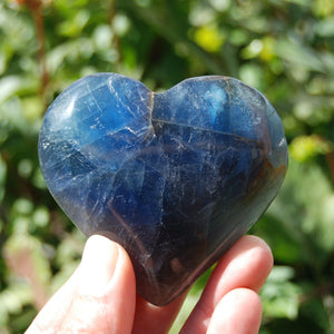 Blue Fluorite Heart Shaped Crystal Palm Stone, Blue Fluorite 