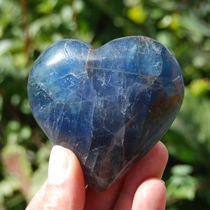 Blue Fluorite Heart Shaped Crystal Palm Stone, Blue Fluorite