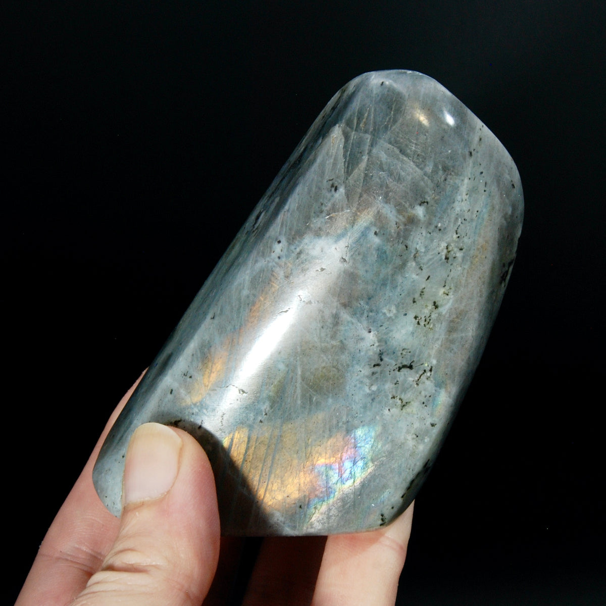 Sunset Labradorite Crystal Freeform Tower, Super Flashy Spectrolite