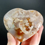 Large Sakura Flower Agate Heart Shaped Palm Stone, Madagascar