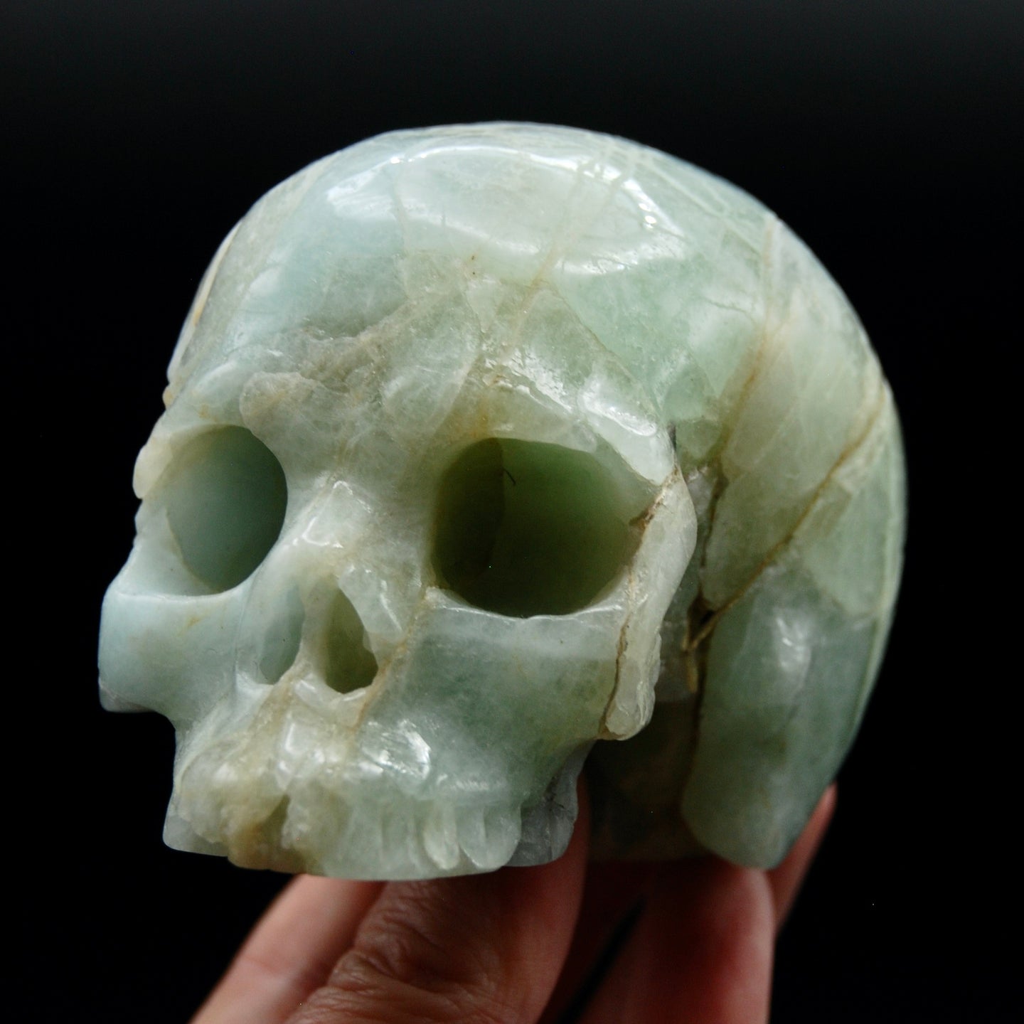 Genuine Aquamarine Carved Crystal Skull