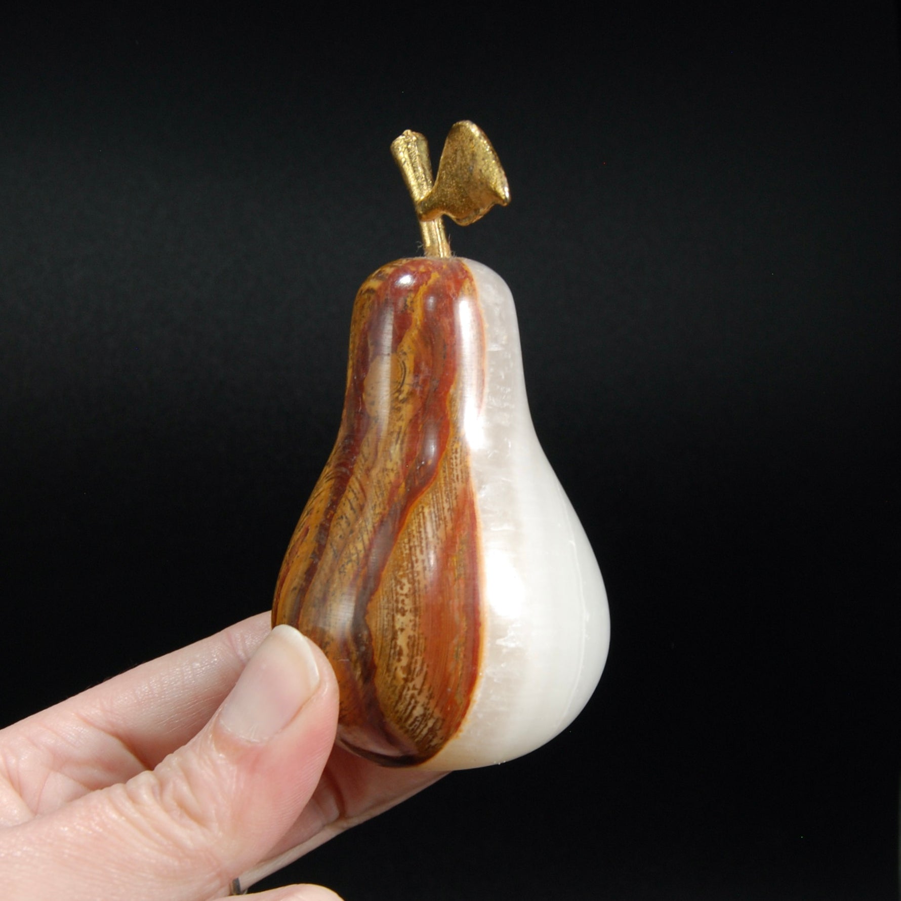 Green Calcite Carved Crystal Pear, Pakistan