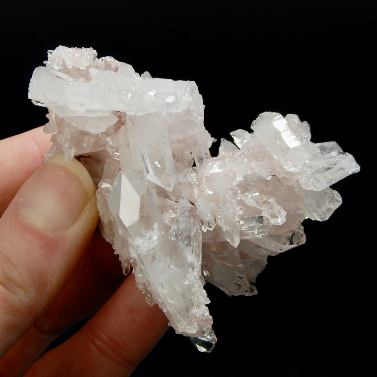 Pink Faden Quartz Crystal Cluster, Colombia