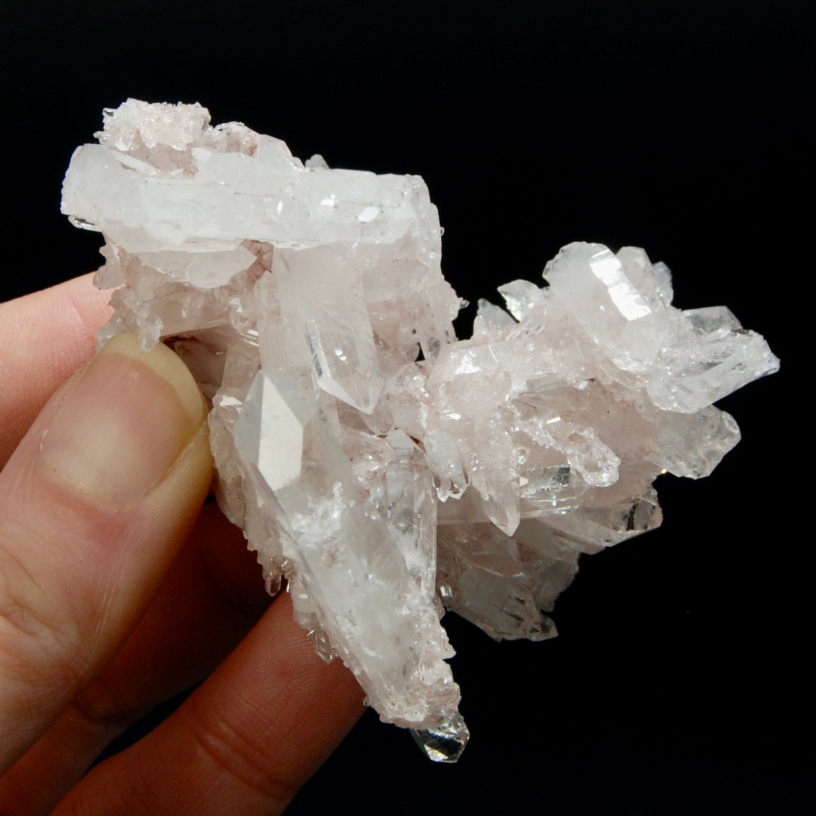 Pink Faden Quartz Crystal Cluster, Colombia