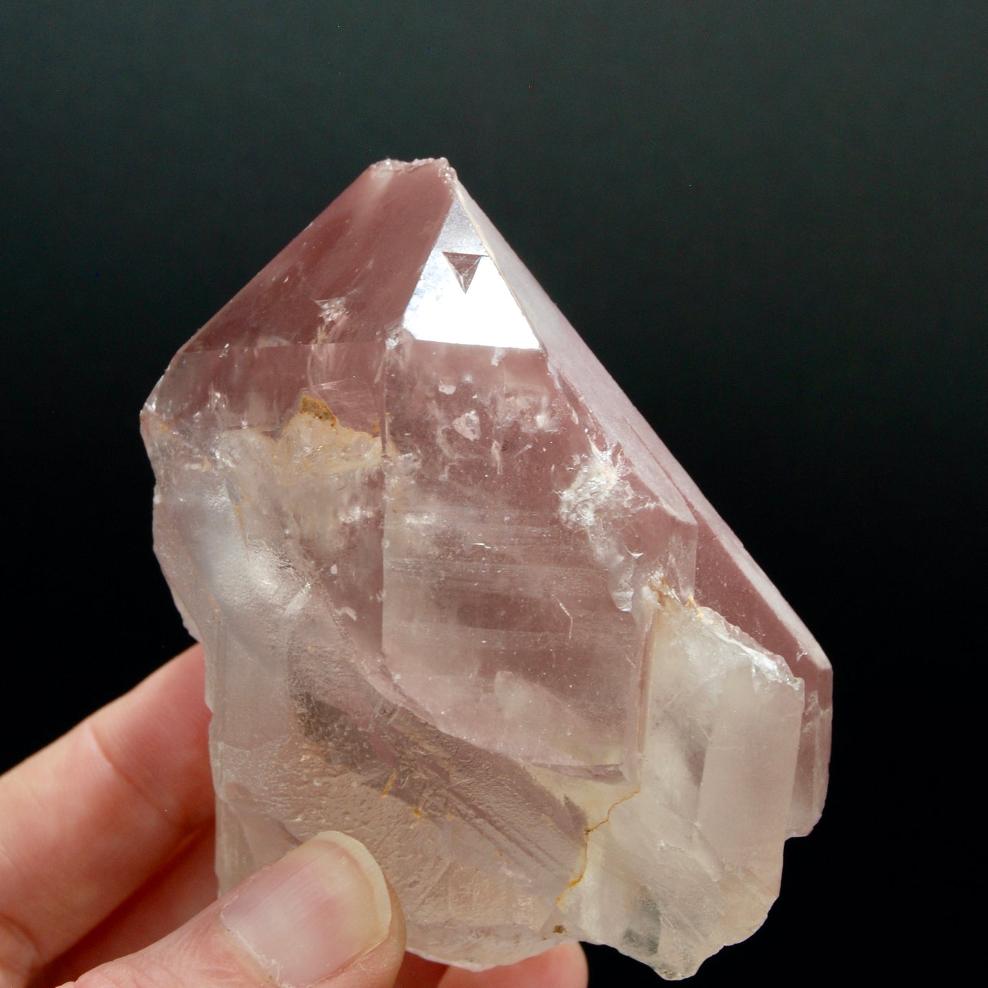 Large Tantric Twin Trigonic Record Keeper Pink Lithium Lemurian Quartz Crystal Dreamsicle Starbrary, Brazil