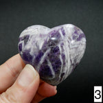 YOU CHOOSE Chevron Amethyst Carved Crystal Heart Shaped Palm Stones, Zambia