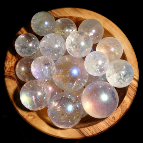 Small Angel Aura Clear Quartz Crystal Sphere