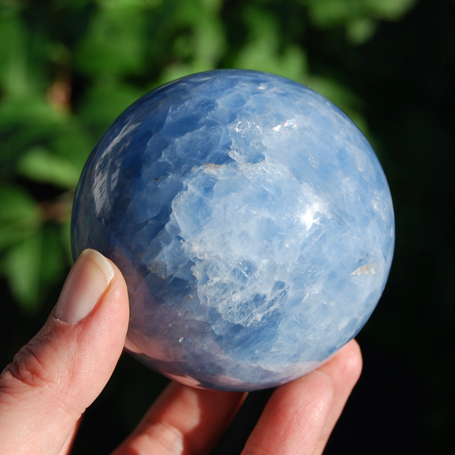 Blue Calcite Crystal Sphere