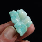 Blue Andean Opal Carved Crystal Flower, Natural Blue Opal Gemstone Carving, Peru