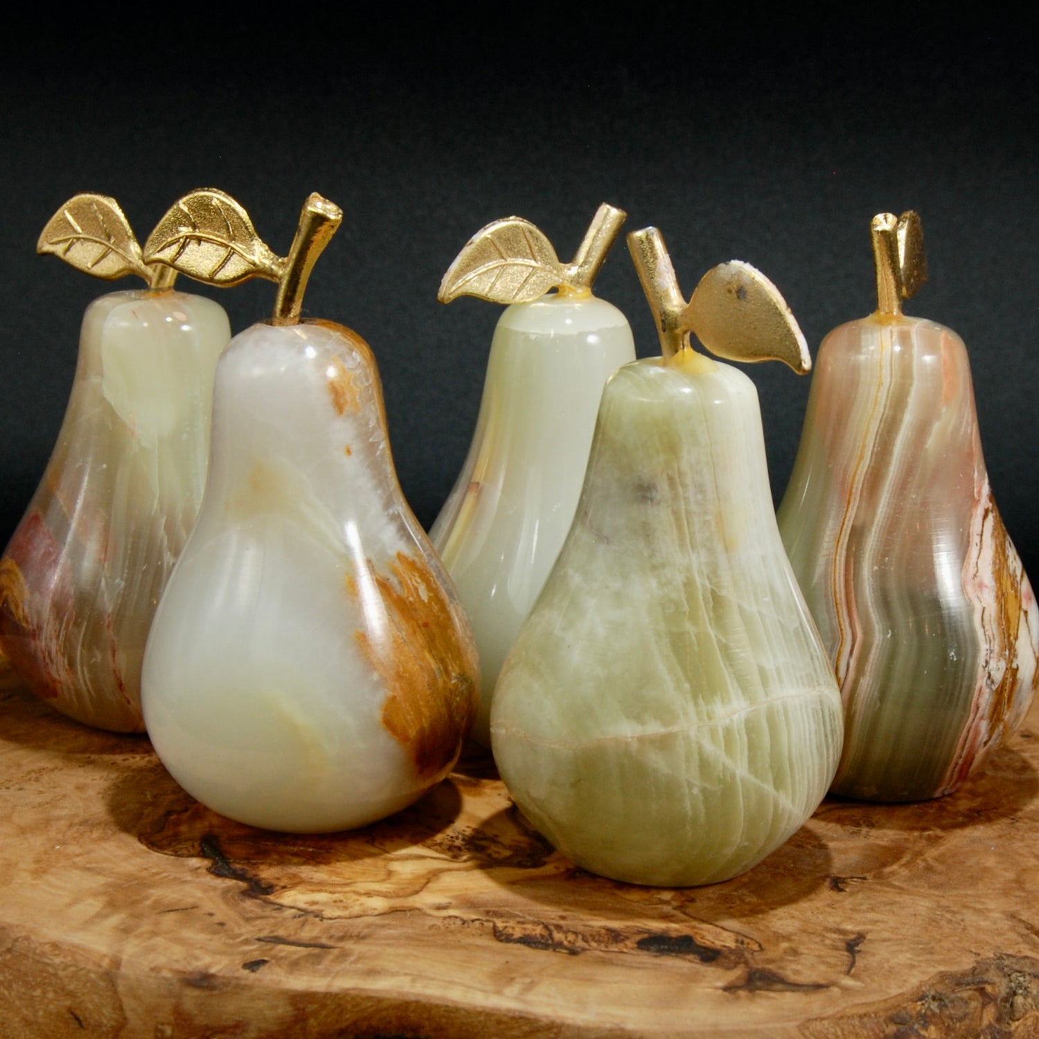 Green Calcite Carved Crystal Pear, Pakistan