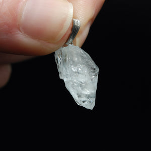 Raw Gem Aquamarine Crystal Pendant for Necklace, Sterling Silver, Brazil