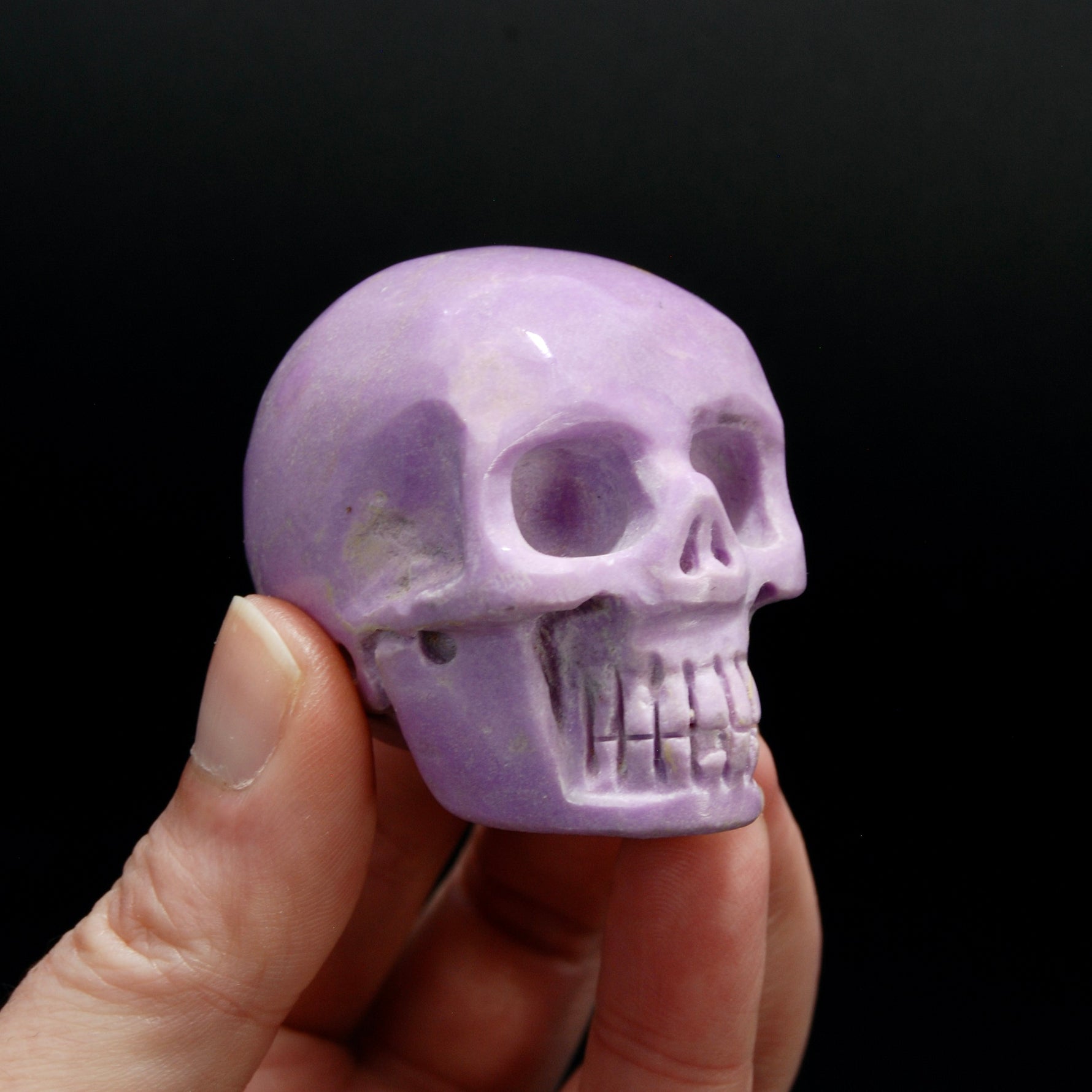 AAA Lavender Phosphosiderite Carved Crystal Skull, Peru