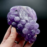 Juicy Amethyst Quartz Carved Crystal Grapes, Dark Purple Amethyst Grape Cluster Carving