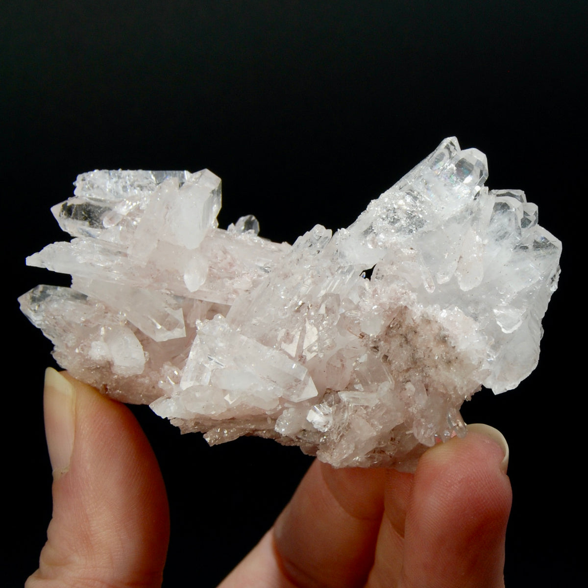 Pink Faden Quartz Crystal Cluster, Colombia