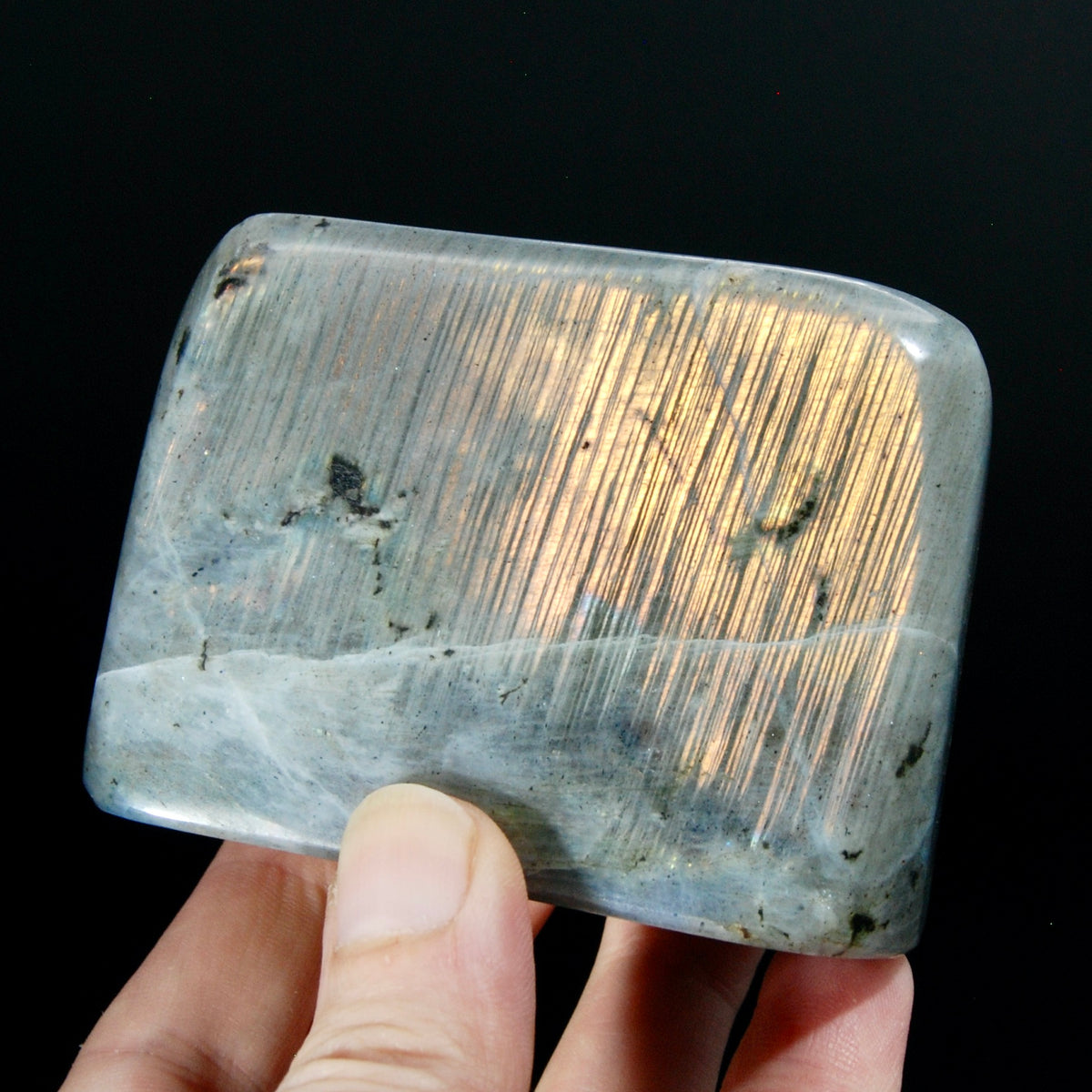 Sunset Labradorite Crystal Freeform Tower, Super Flashy Spectrolite