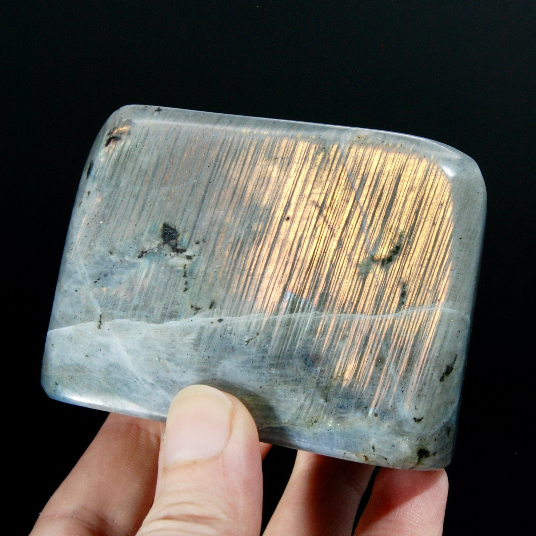 Sunset Labradorite Crystal Freeform Tower, Super Flashy Spectrolite