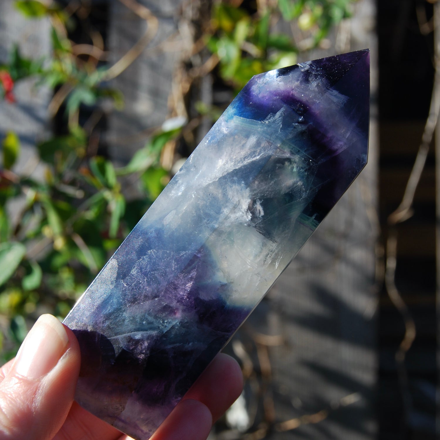 Chunky Fluorite Crystal Tower, Large Blue Purple Fluorite Tower