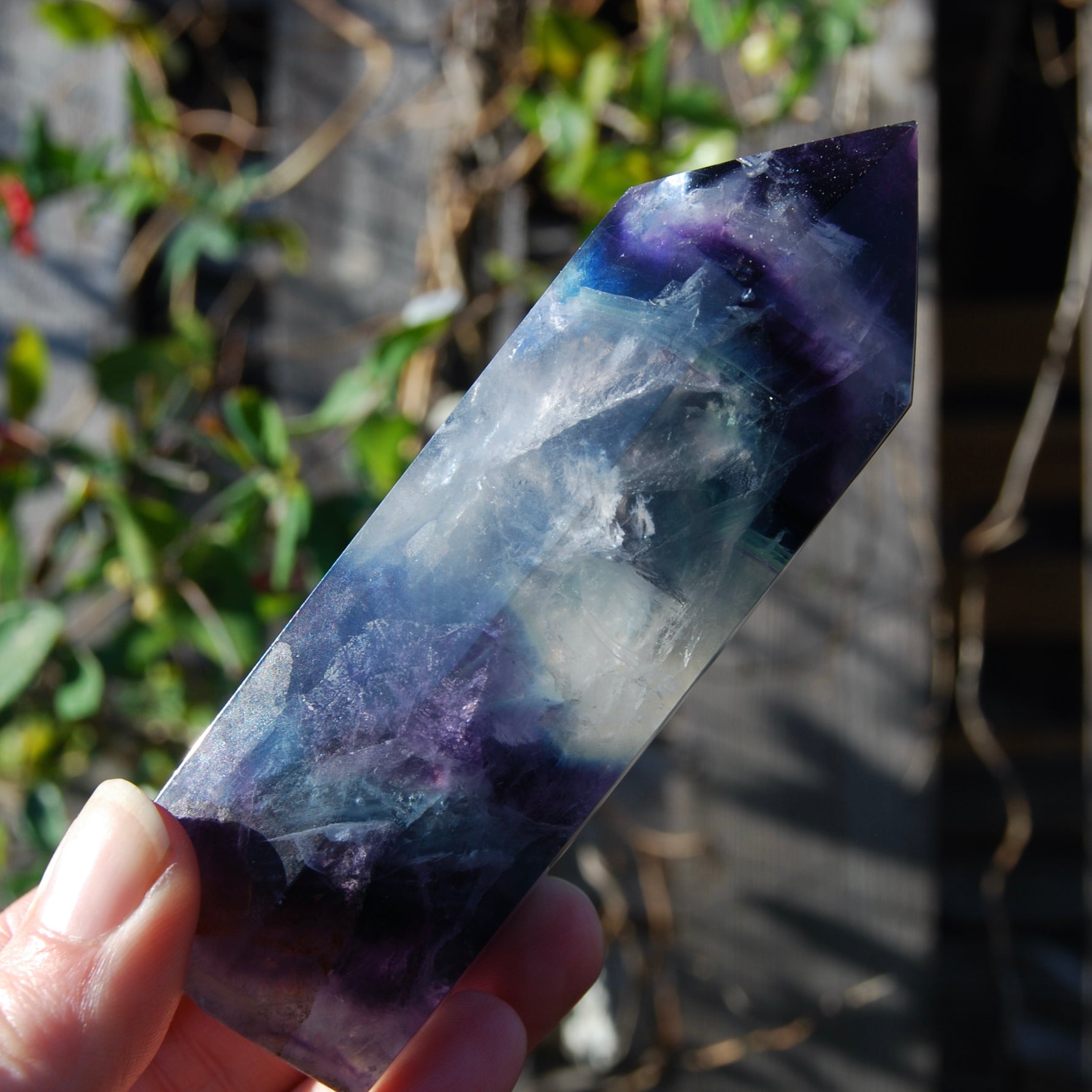 Chunky Fluorite Crystal Tower, Large Blue Purple Fluorite Tower
