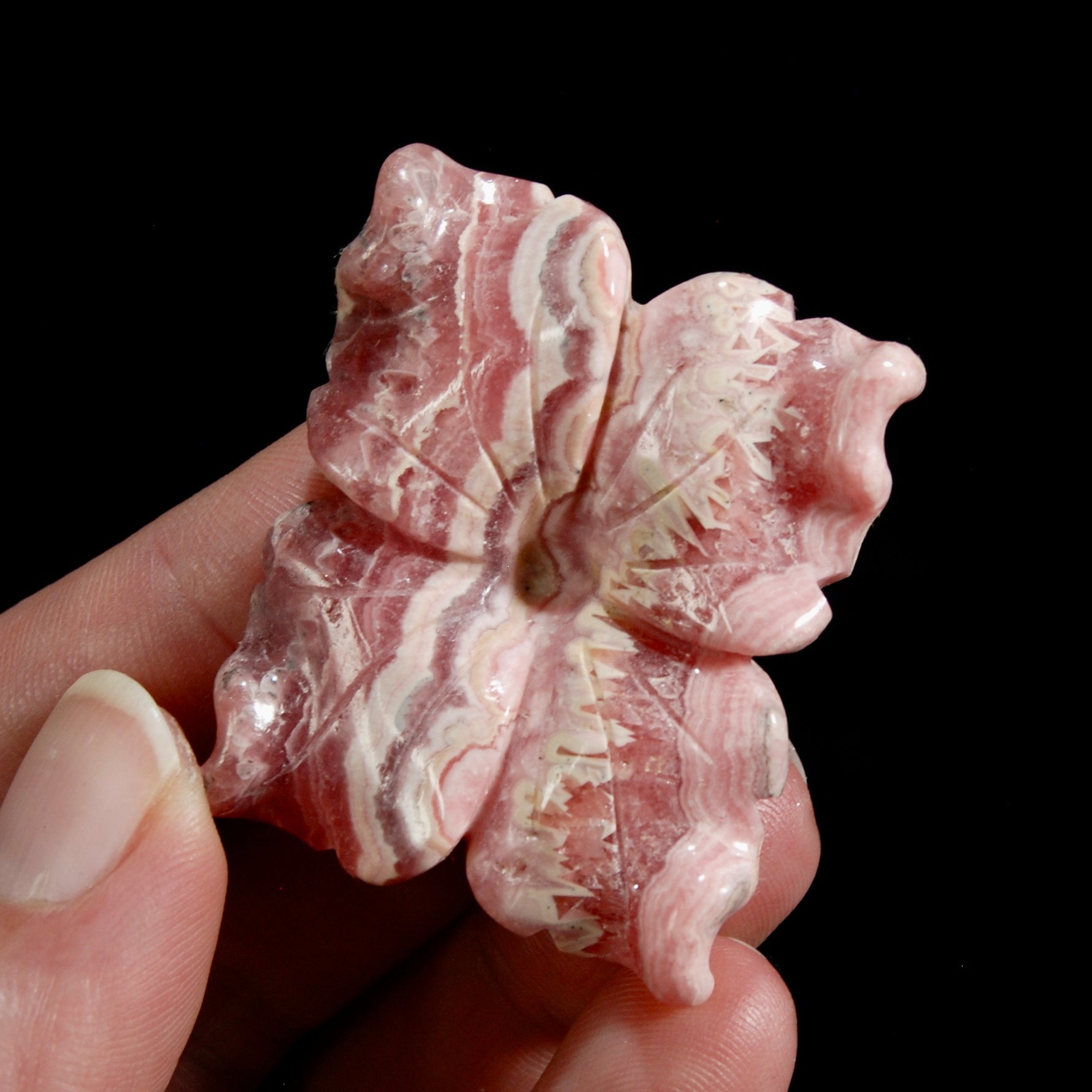 Genuine Rhodochrosite Carved Crystal Crystal Flower, Argentina