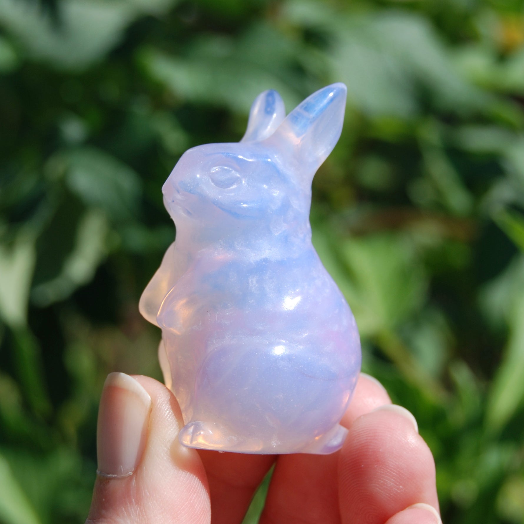 Pink Opalite Carved Crystal Rabbit