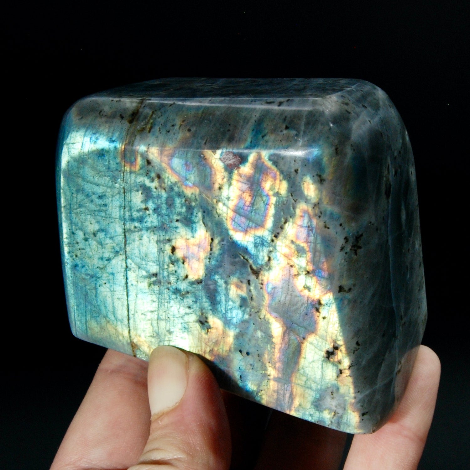 Purple Labradorite Crystal Freeform Tower, Super Flashy Spectrolite