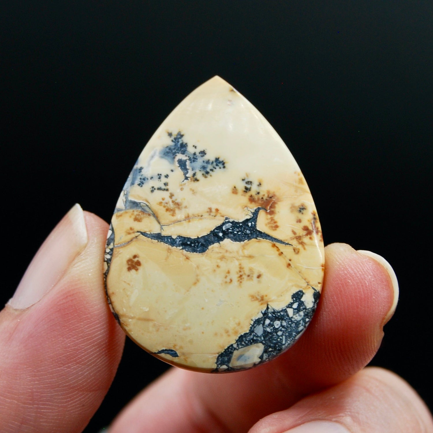 Scenic AAA Maligano Jasper Cabochon Teardrop, Indonesia