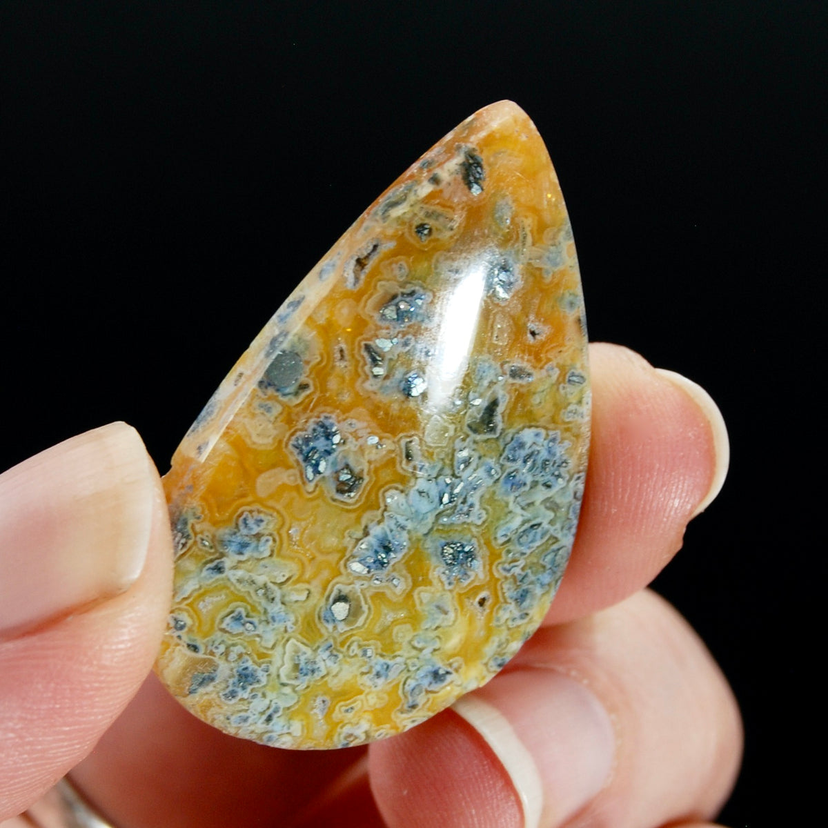 Marcasite Agate Matrix Teardrop Pear Cabochon, Indonesia