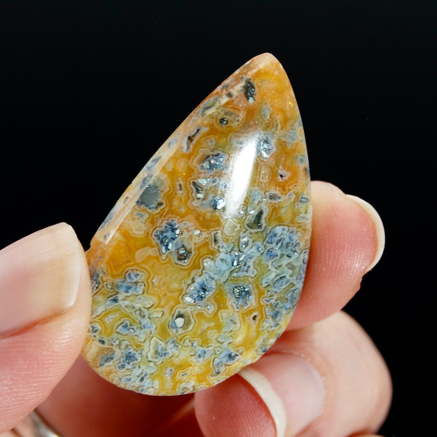 Marcasite Agate Matrix Teardrop Pear Cabochon, Indonesia