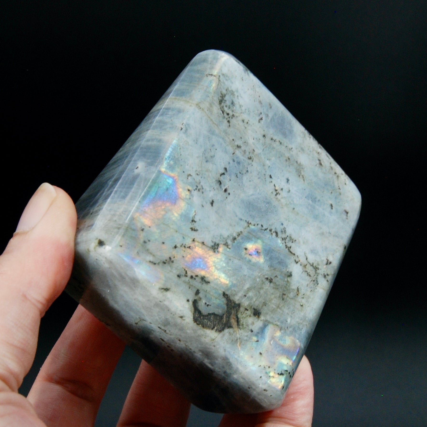 Sunset Labradorite Crystal Freeform Tower, Super Flashy Spectrolite