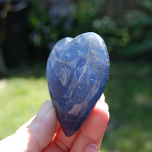 Blue Fluorite Heart Shaped Crystal Palm Stone