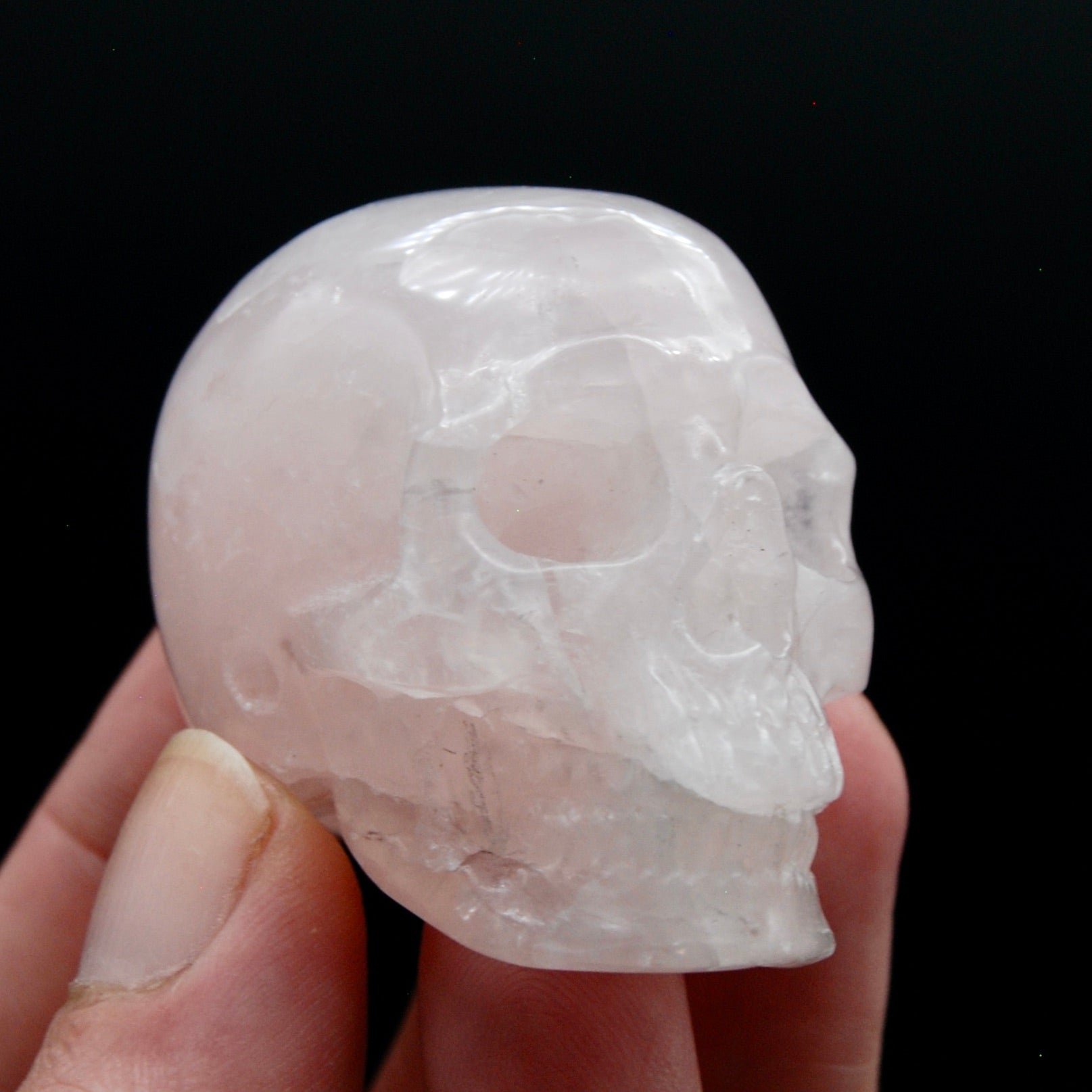 2in Rose Quartz Crystal Skull, Realistic Carved Crystal