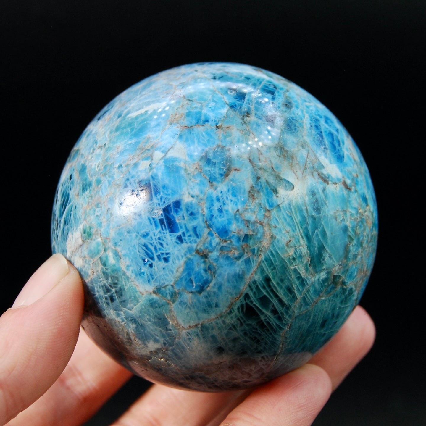 Large Blue Apatite Crystal Sphere, Madagascar