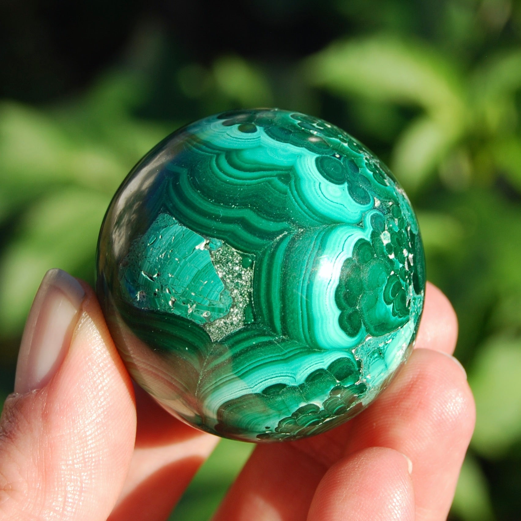 Natural Malachite Crystal Sphere, Congo