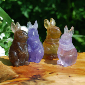Fluorite Carved Crystal Rabbits