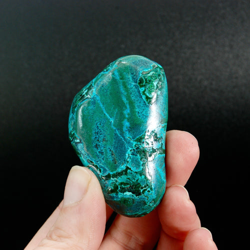 Chrysocolla Malachite Crystal Palm Stone, Congo